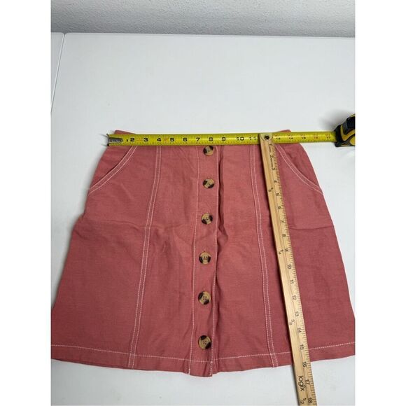 Clockhouse Women’s Cotton Pink Peach Button Front Mini Skirt Sz 38 EU/ S US - Picture 4 of 7